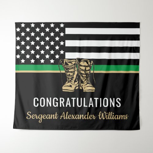 Military Retirement Thin Green Line Flag Army Tapestry