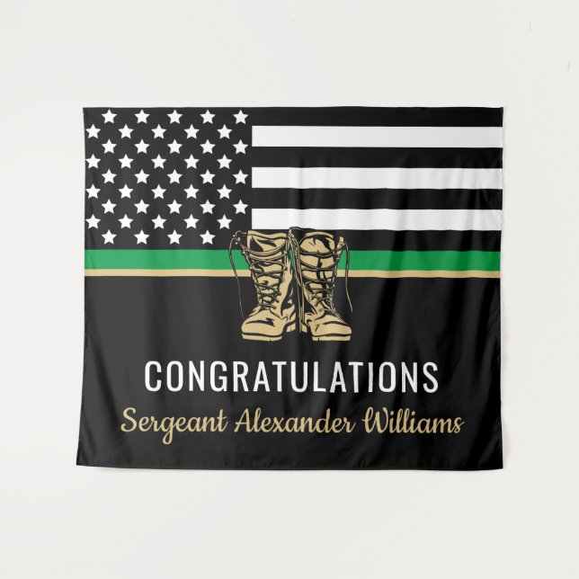 Military Retirement Thin Green Line Flag Army Tapestry (Front (Horizontal))