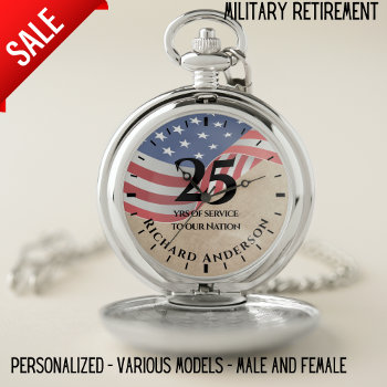 Military Retirement Us Flag Army Navy Airforce Slv Pocket Watch by 100xGifts at Zazzle