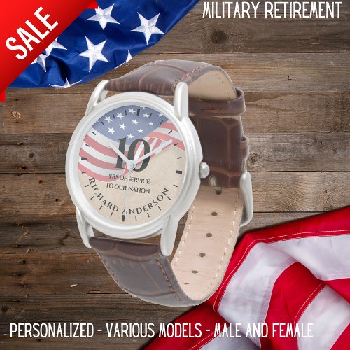 Military Retirement Us Flag Army Navy Airforce Watch