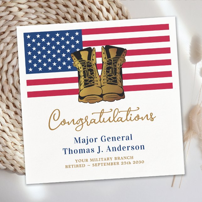 Military Retirement USA American Flag Army Party  Napkins (Creator Uploaded)