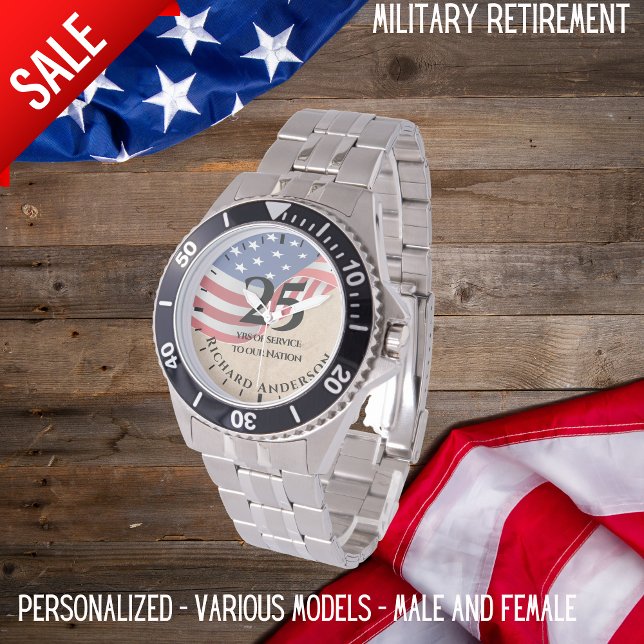 Military Retirement Watch Us Flag Personalized (Creator Uploaded)
