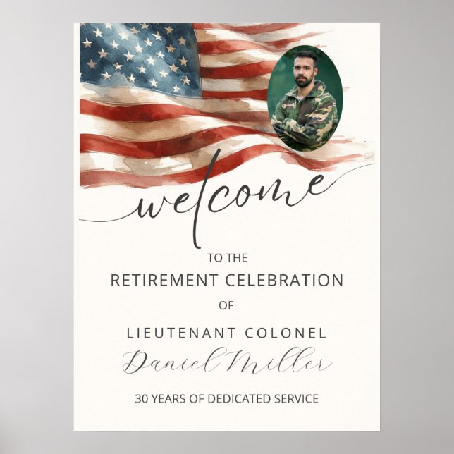 Military Retirement Welcome Poster with Photo (Front)