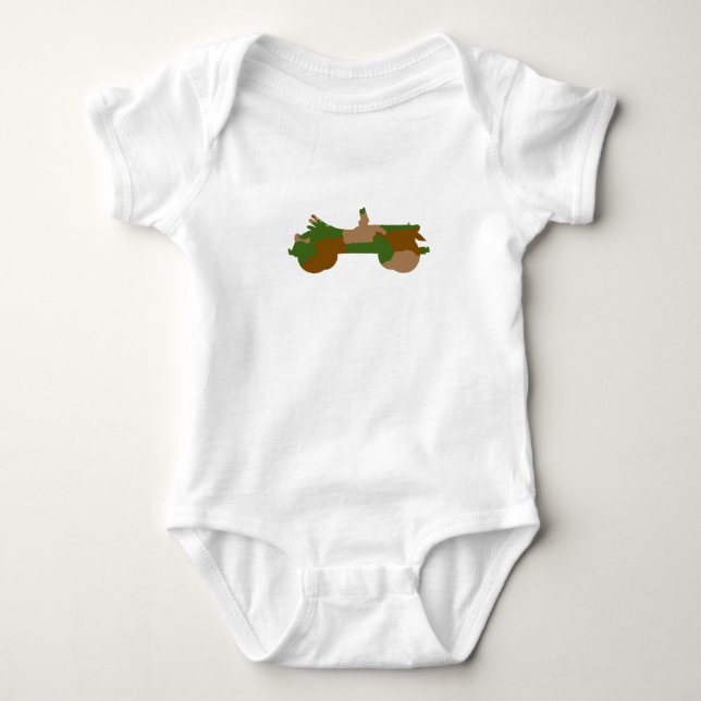 military retro camouflage vintage car baby bodysuit (Front)
