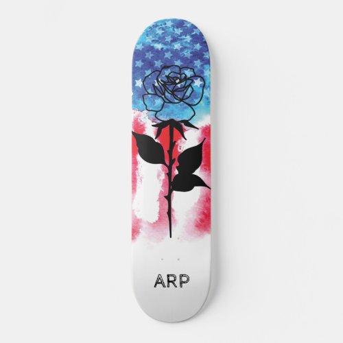  Military ROSE Red White Blue Flag Skateboard