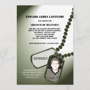 Military Send Off Dog Tags Photo Invitation