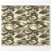 Military Sepia Dusty Brown Camouflage Camo Pattern Wrapping Paper (Flat)