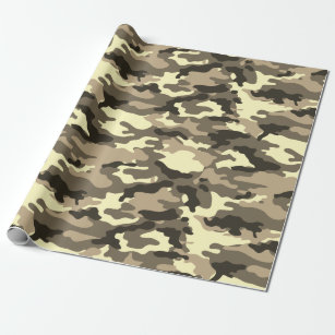 Military Sepia Dusty Brown Camouflage Camo Pattern Wrapping Paper