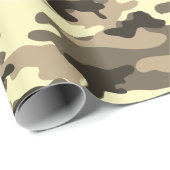 Military Sepia Dusty Brown Camouflage Camo Pattern Wrapping Paper (Roll Corner)