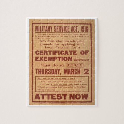 Military Service Act_Propaganda Poster Jigsaw Puzzle