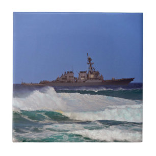 Military ship ceramic tile