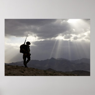 Military Silhouettes In God We Trust Poster
