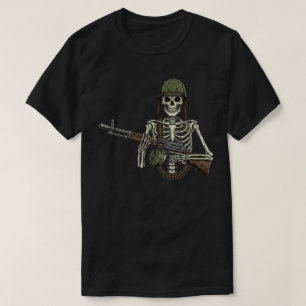 Military Skeleton with a Gun T-Shirt