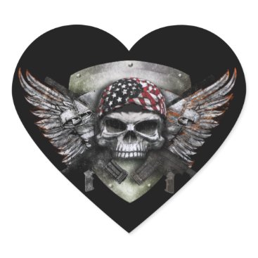 Military Skull With Crossed Gun Special Warfare Heart Sticker Military Skull With Crossed Gun Special Warfare Heart Sticker