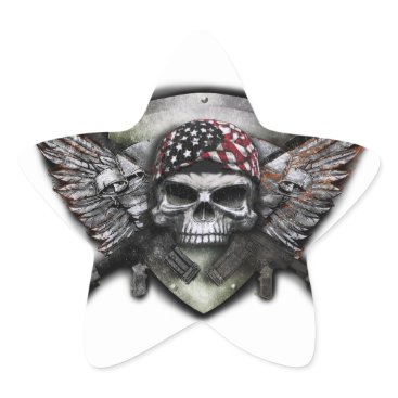 Military Skull With Crossed Gun Special Warfare Star Sticker Military Skull With Crossed Gun Special Warfare Star Sticker