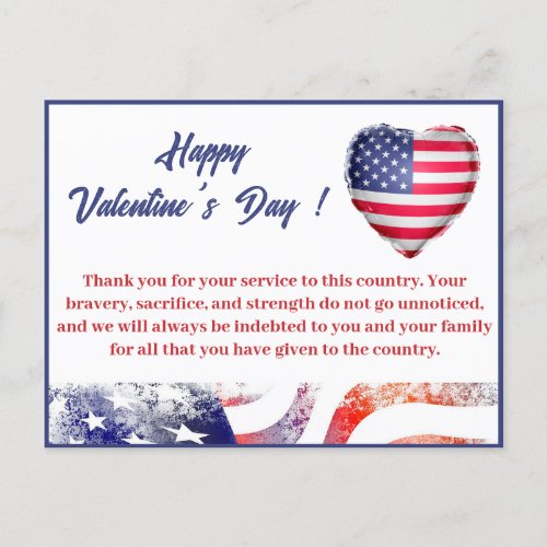 Military Soldier Army Valentines Day Holiday Postcard
