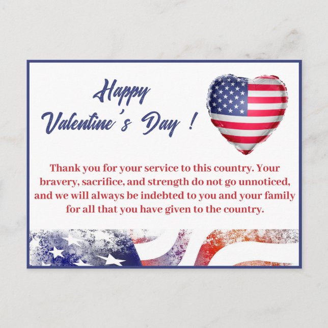 Military Soldier Army Valentines Day Holiday Postcard (Front)