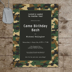 Military Soldier Camouflage Birthday Invitation