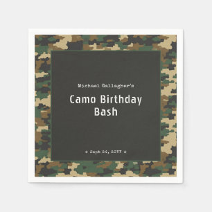 Military Soldier Camouflage Birthday Napkins