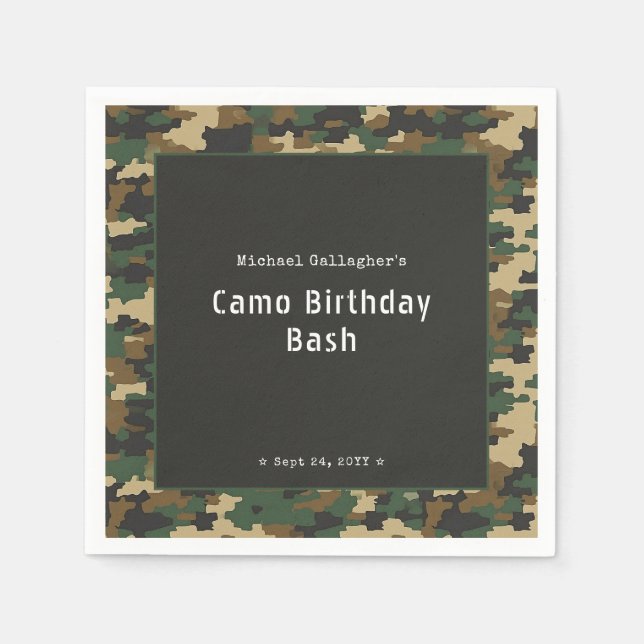 Military Soldier Camouflage Birthday Napkins (Front)