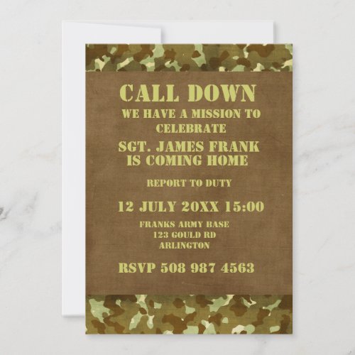 military soldier coming home invitation