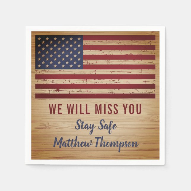 Military Soldier Going Away Party American Flag Napkins (Front)