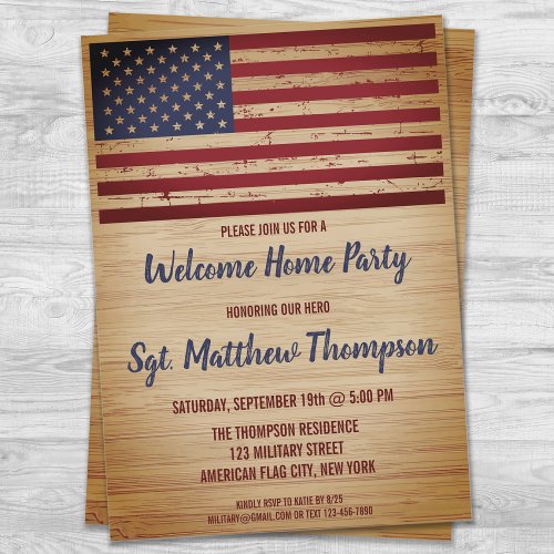 Military Soldier Homecoming Party American Flag Invitation