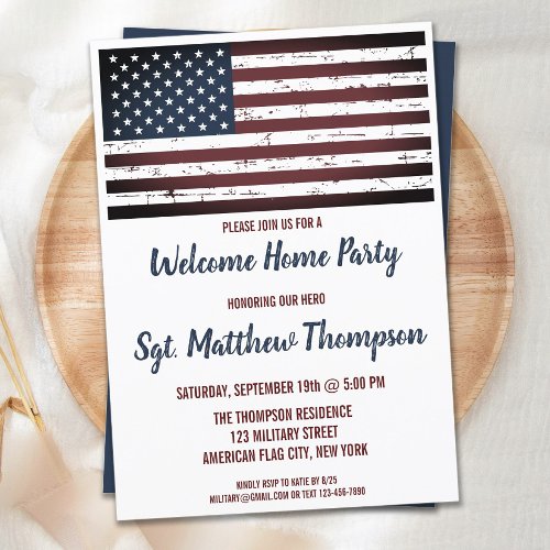 Military Soldier Homecoming Party American Flag  Invitation