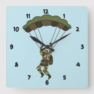 Military Soldier / Paratrooper Square Wall Clock