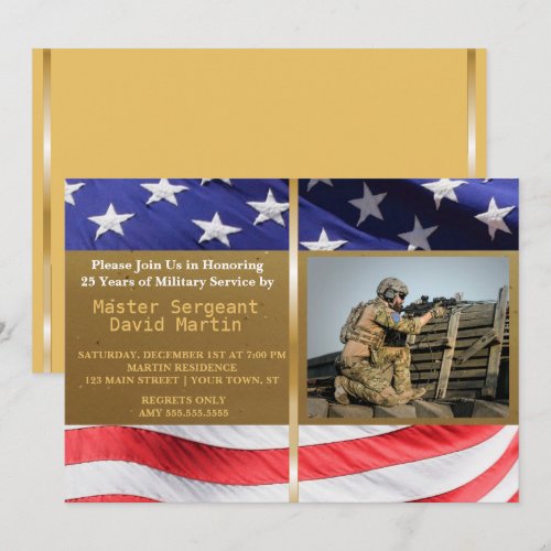 Military Soldier Retirement Party Photo Invitation