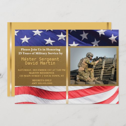 Military Soldier Retirement Party Photo Invitation