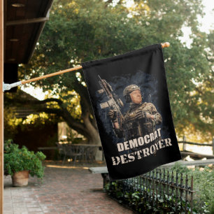 Military Soldier Trump Democrat Destroyer USA House Flag