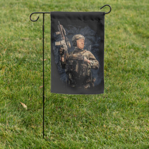 Military Soldier Trump Ready to Kick Some Democrat Garden Flag