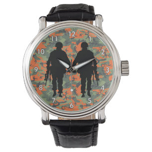 Military Soldier / Warrior Silhouette with Camo Watch