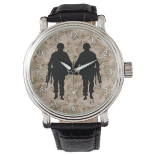 Military Soldier / Warrior Silhouette with Camo Watch