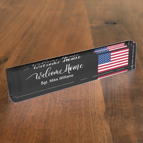 Military Soldier Welcome Home Classy American  Desk Name Plate
