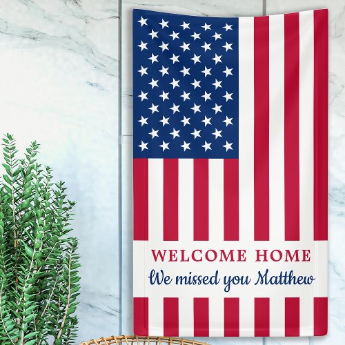 Military Soldier Welcome Home Party USA Flag Banner