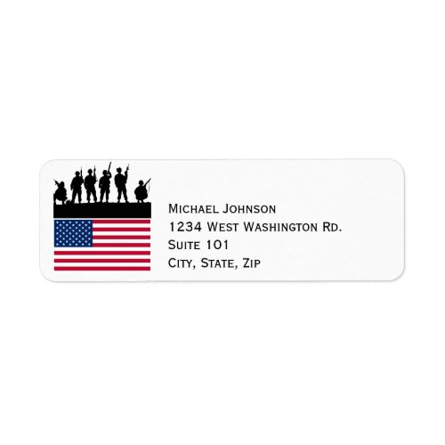 Military Soldiers Patriotic USA American Flag Army Label