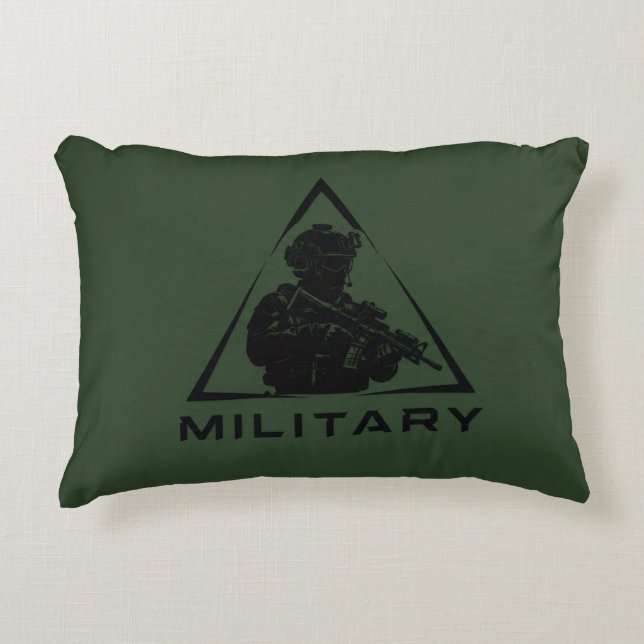 Military spec ops green design accent pillow (Front)