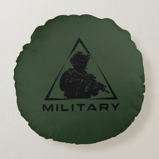 Military spec ops green design round pillow (Front)