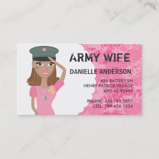 Customizable Military Spouse Calling Card (dark skin) Business Card Template