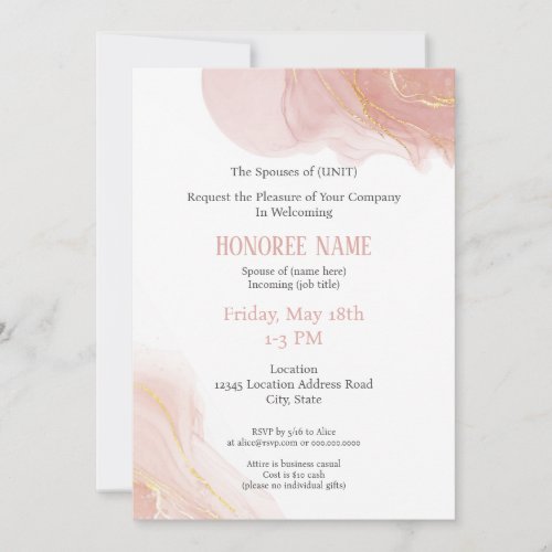 Military Spouse Digital Welcome Invitation Pink