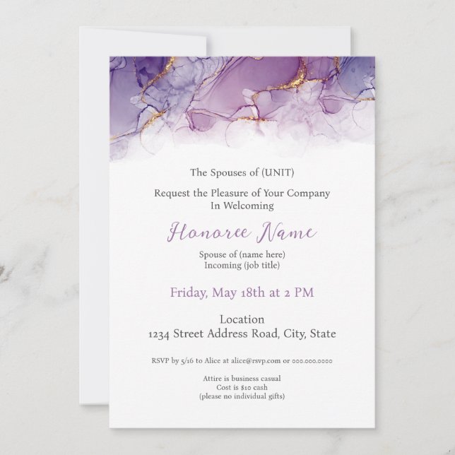 Military Spouse Digital Welcome Invitation Purple (Front)