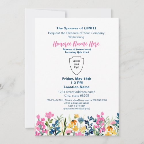 Military Spouse Welcome Custom Floral Download Invitation
