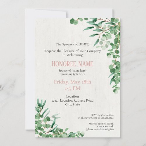Military Spouse Welcome Invitation Digital Green