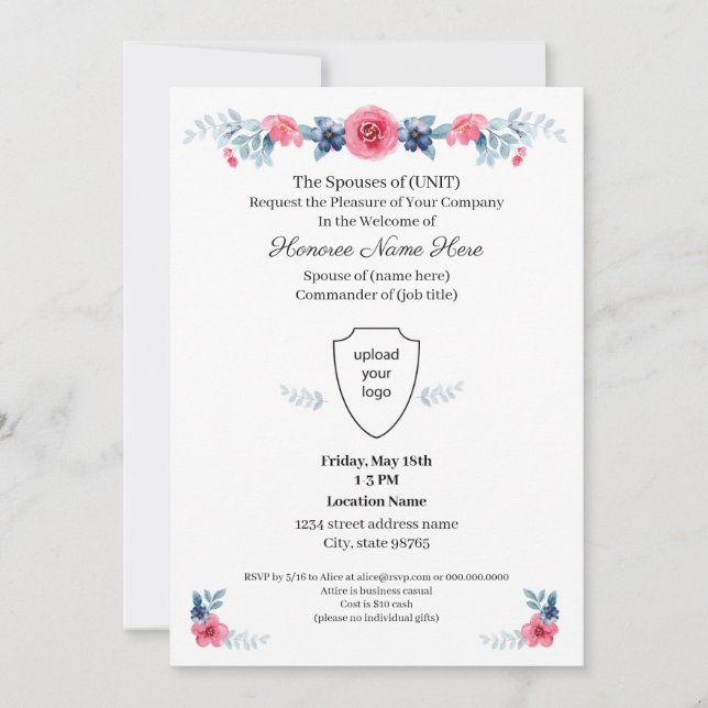 Military Spouse Welcome Invitation Download (Front)