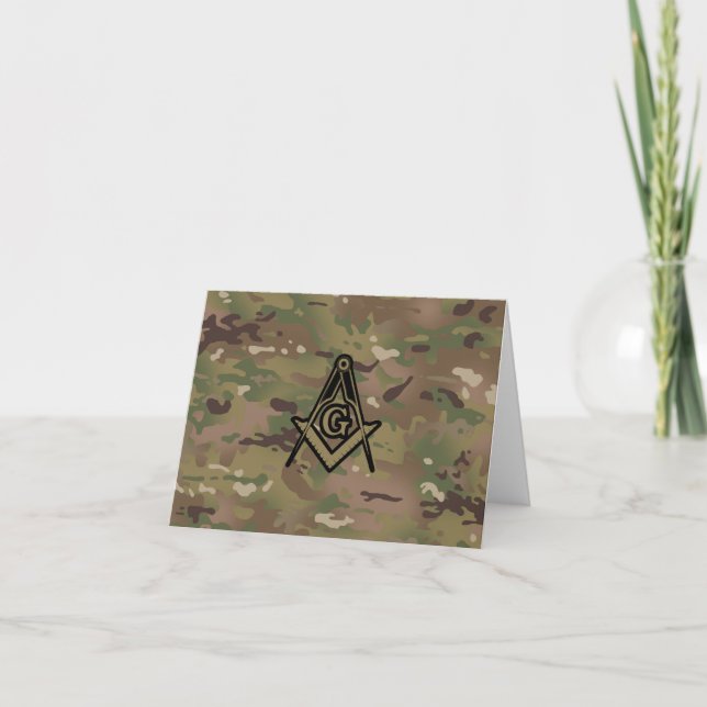 Military Square Compass Letterpress Thank You Card (Front)
