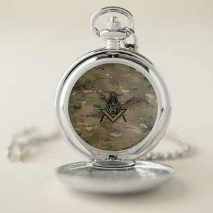 Military Square Compass Pocket Watch