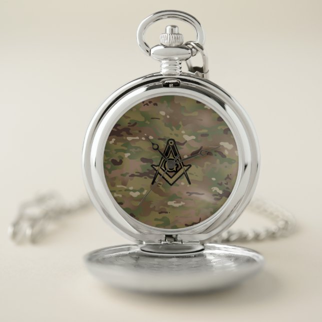 Military Square Compass Pocket Watch (Inside)