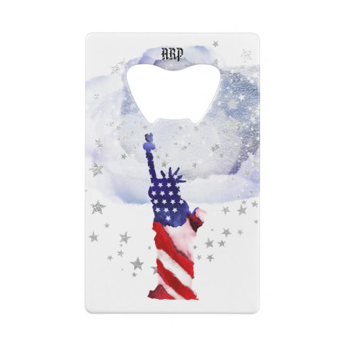  Military Statue Liberty Red White Blue Veteran Credit Card Bottle Opener
